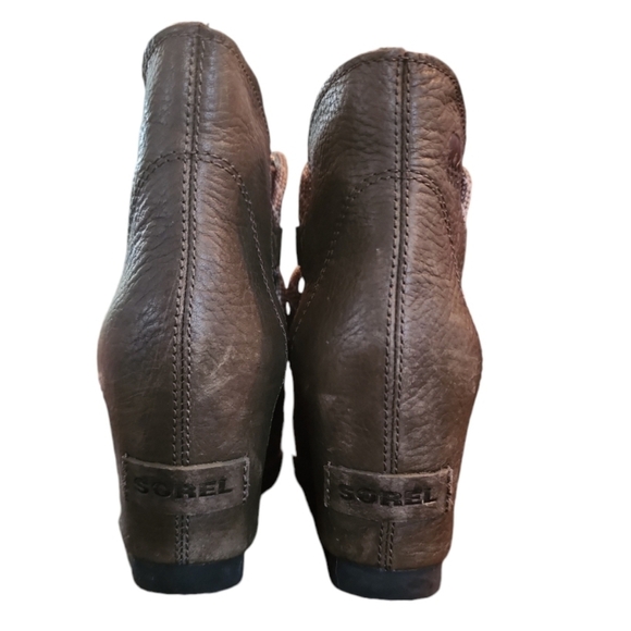 SOREL SANDY ARMY GREEN hidden wedge laceup boot style NL2628-383 Sz5 grunge Goth - Picture 4 of 9